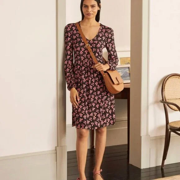 Boden Clover Print Hattie Jersey Dress - Size 12P - Picture 3 of 9